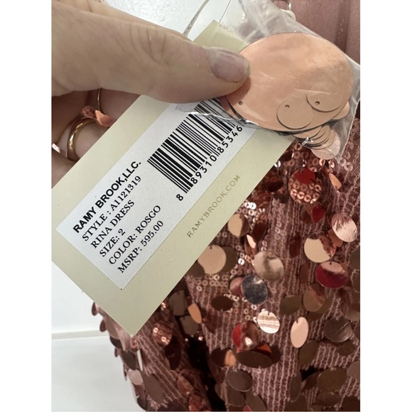Ramy Brook rose gold metallic mini dress 2 nwt - Picture 8 of 9